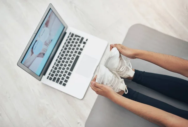 Bored Doing Same Workout Internet Can Help Woman Using Her — Foto Stock