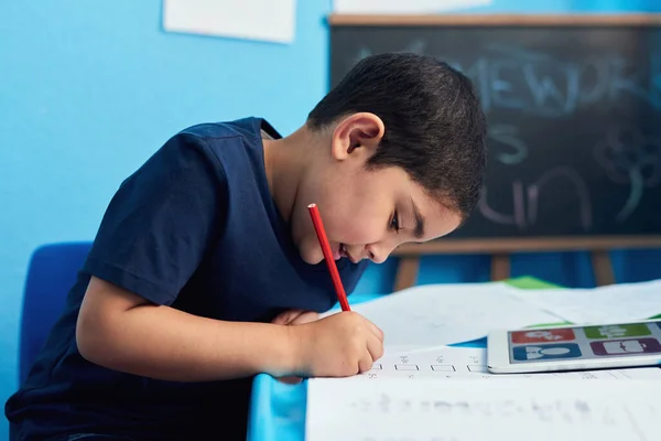 Smallest Task Can Teach Biggest Lesson Adorable Little Boy Completing —  Fotos de Stock