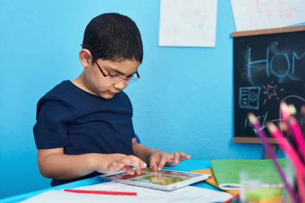 Smart Technology Making Learning Easy Abc Adorable Little Boy Using —  Fotos de Stock