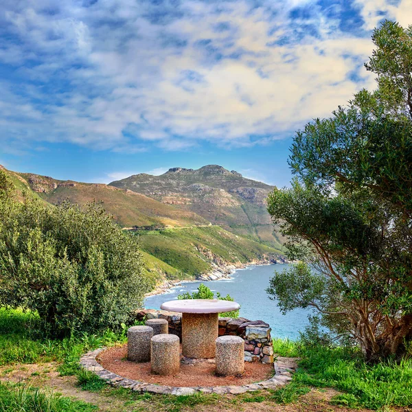 A photo picnic area near Shapmanns Peak Road, Cape Town, South Africa. A photo a picnic area near Shapmanns Peak Road, Cape Town, South Africa