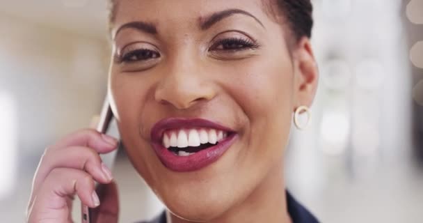 Happy Face Business Woman Phone Call Talking Bright Smile Her — Wideo stockowe