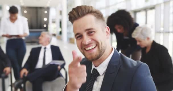 Business Man Congratulating Clapping Hands Success Laughing Funny Joke Convention — Stockvideo