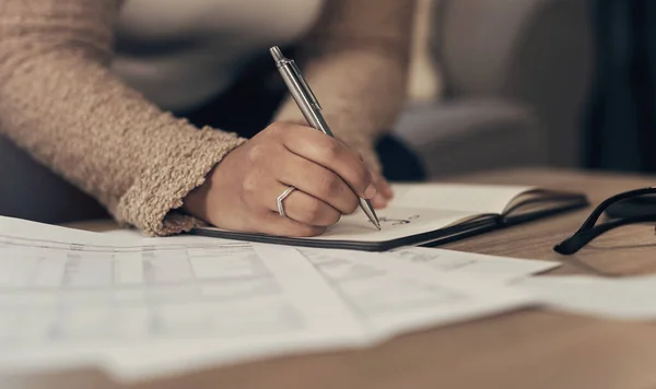 Getting Hands Fulfilling Long Term Goals Unrecognisable Woman Going Paperwork — Foto de Stock