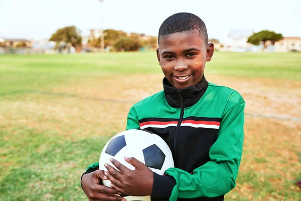 Playing Sport Can Greatly Improve Childs Confidence Portrait Young Boy — Stock fotografie