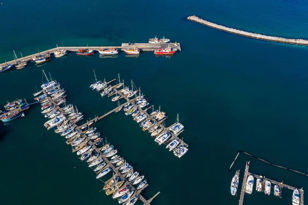 Places Youll Your Boat High Angle Shot Boats Seaside Harbour — Stockfoto