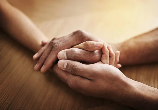 Holding Hands Support Comfort Showing Love Care Consoling Friend Two — Foto de Stock