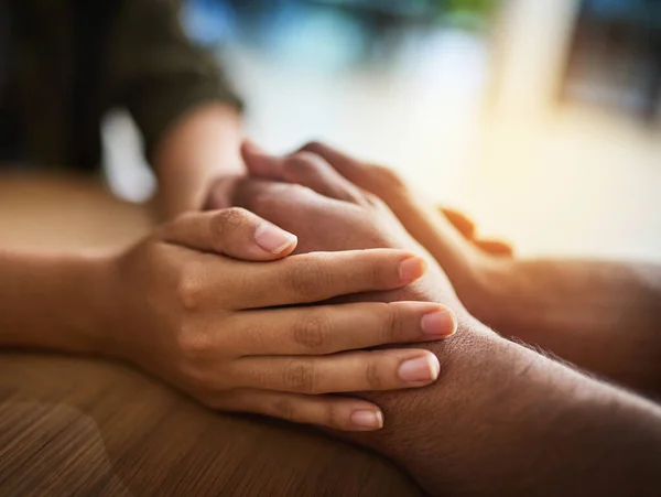 Holding Hands Showing Care Love Support Friends Couple Family People — Stock Photo, Image