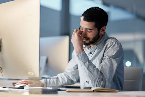 Burnt Out Employees Bad Business Young Man Feeling Stressed While — Stockfoto