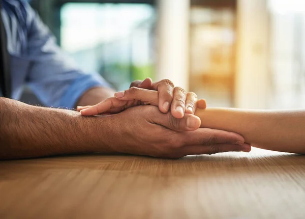 Hands Holding Together Love Support Care Touching Bonding Moment Closeup — Foto Stock