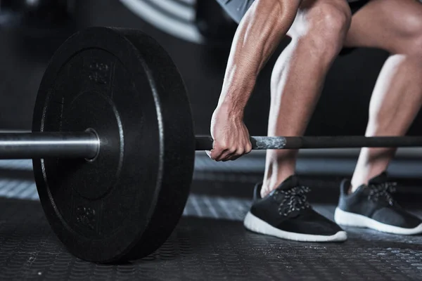 Get Grip Good Health Unrecognisable Man Lifting Barbell His Workout — Stok fotoğraf