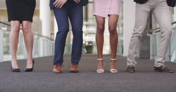 Legs Business People Dancing Celebrating Being Playful While Having Fun — Stock Video