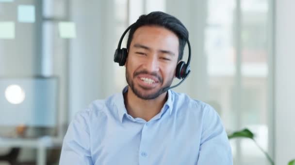 Businessman Video Conference Call Virtual Meeting Online Consultation Wearing Headset — 비디오