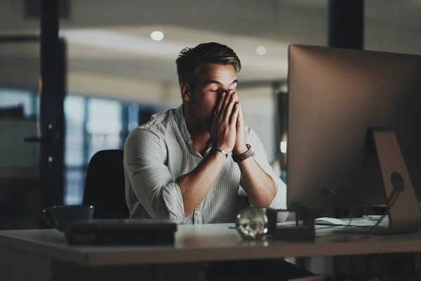 Cant Afford Mess Young Businessman Looking Stressed Out While Working — Stock Fotó