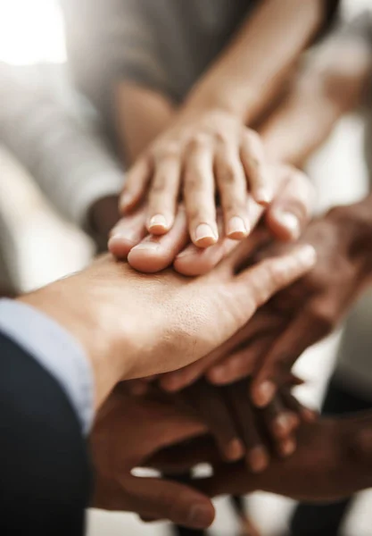 Hands Group Corporate Business People Unity Motivation Success Showing Teamwork —  Fotos de Stock