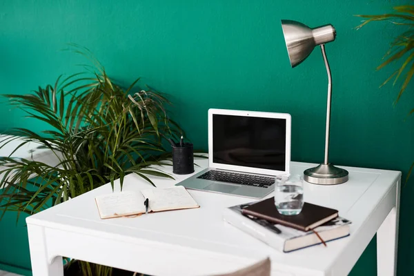 Take Seat Get Busy Still Life Shot Various Items Workstation — Zdjęcie stockowe