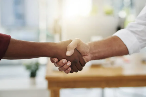 Team Handshake Agreement Colleagues Coworkers Office Working Together Team Achieve — Foto Stock