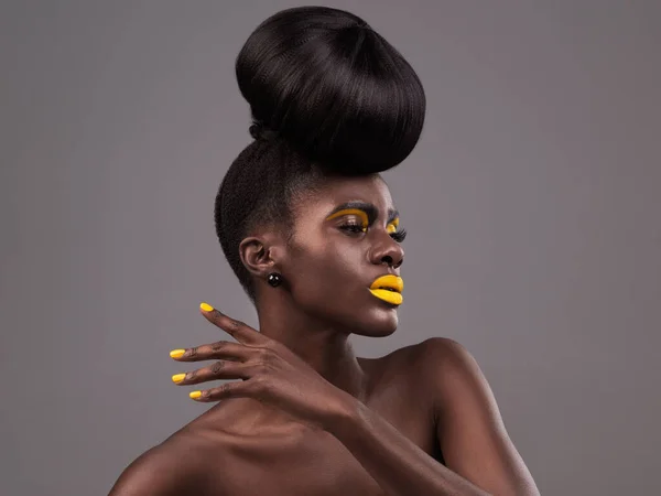 Taking Makeup Next Level Studio Shot Beautiful Young Woman Posing — Foto Stock