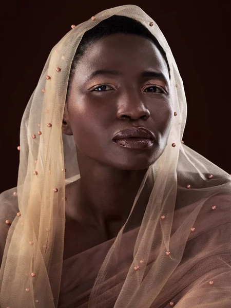 Style Way Studio Portrait Attractive Young Woman Posing Traditional African — Fotografia de Stock