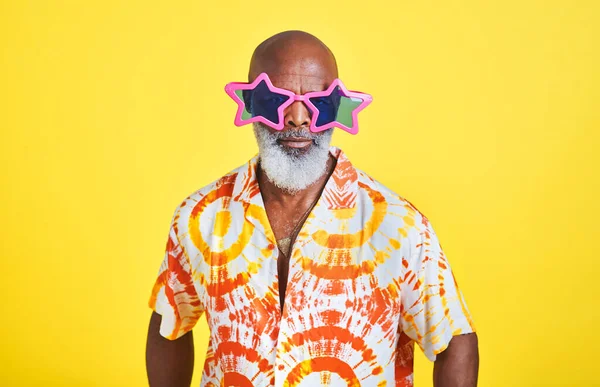 Always Star Attraction Portrait Funky Stylish Senior Man Wearing Sunglasses — Stockfoto