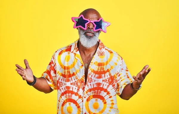 Blame Swag Man Portrait Funky Stylish Senior Man Wearing Sunglasses — Foto de Stock
