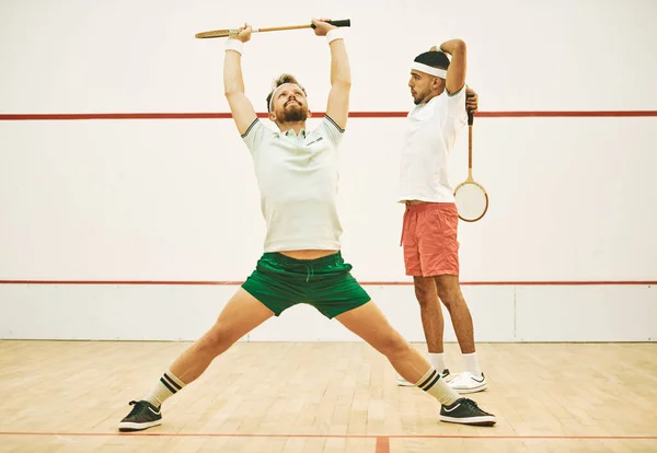 Nothing Maximises Your Performance Good Warmup Two Young Men Stretching — Stockfoto