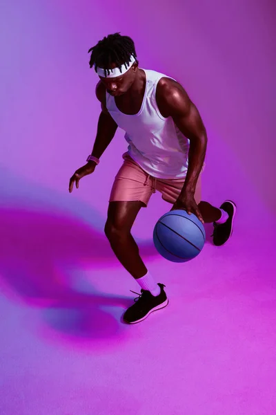 Play Game Play Well Purple Filtered Shot Sporty Young Man — Stock Fotó