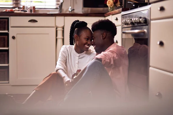 Theyre Love Full Length Shot Affectionate Young Couple Smiling Each —  Fotos de Stock