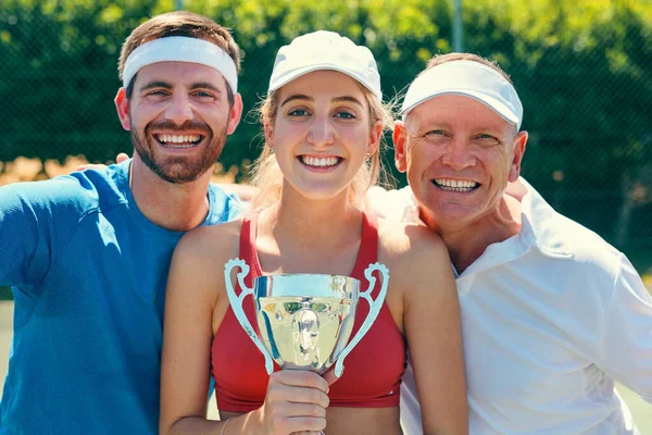 Post Victory Picture Necessary Cropped Portrait Group Sportspeople Standing Together — Stockfoto