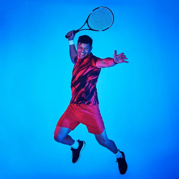 Theres Nothing Game Tennis Cant Fix Blue Filtered Shot Man — Stockfoto