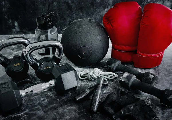 Gloves All You Need High Angle Shot Boxing Essentials Placed — Stockfoto