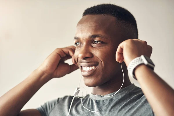 Time Another Day Healthy Vibes Sporty Young Man Listening Music — Stock fotografie