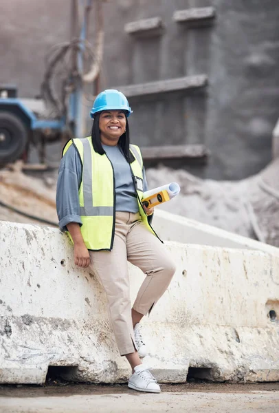 Everythings Control Site Full Length Portrait Attractive Young Female Construction — Stock Fotó