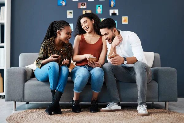 How Funny Full Length Shot Diverse Group Business Colleagues Sitting — Foto Stock