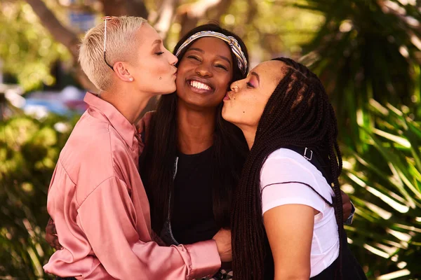Both Love Her Bits Two Attractive Young Women Kissing Friend — Foto Stock