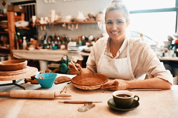 Took Leap Started Creating Full Time Female Artisan Working Her — Foto de Stock