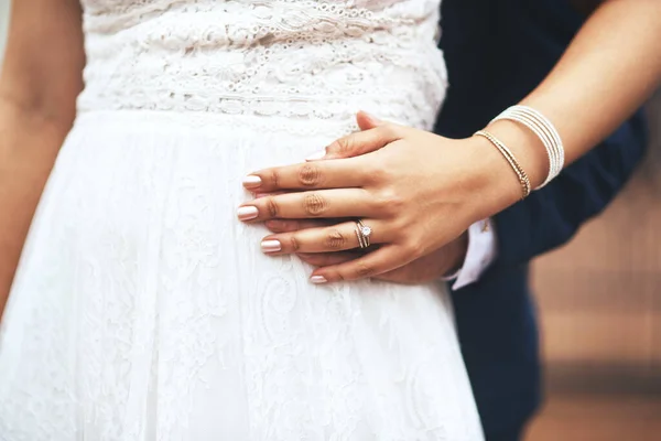 Ill Always Hold You Dear Love Unrecognizable Newlywed Couple Holding — Photo