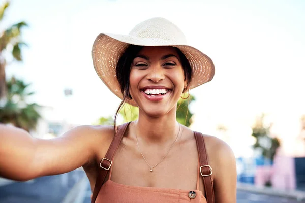 Hope Everyone Can See How Happy Portrait Attractive Young Woman — Foto Stock