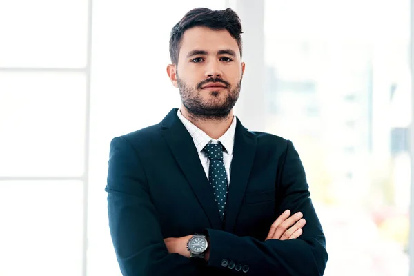 Lets Get Serious Now Cropped Portrait Handsome Young Businessman Standing — Stok fotoğraf