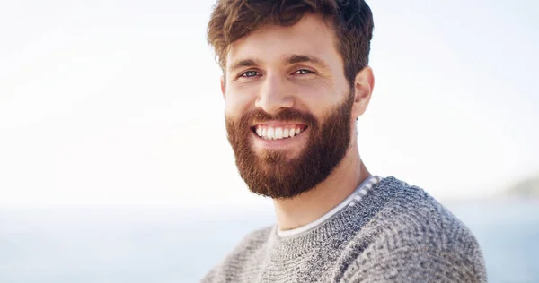 Keep Smiling Keep Growing Beard Handsome Young Man Spending Day — Fotografia de Stock