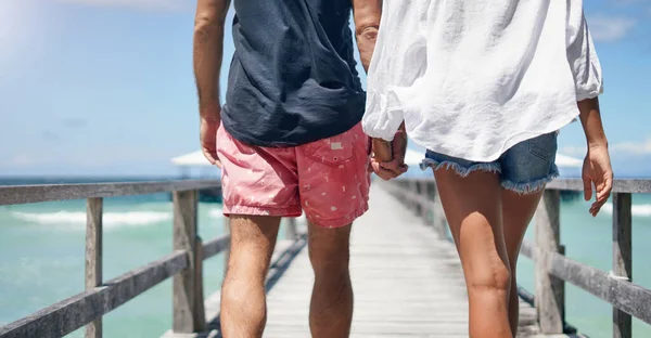 Love Being You Anywhere Rearview Shot Unrecognizable Couple Walking Boardwalk — Stock Photo, Image