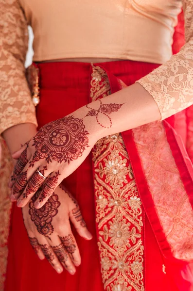 Every Culture Has Its Own Customs Unrecognizable Woman Mehendi Painted — Photo