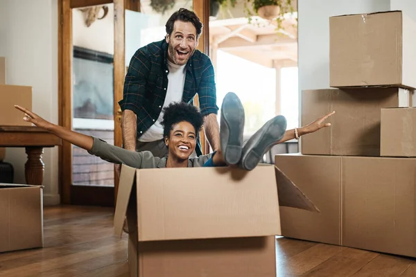 Were Already Enjoying Our New Home Couple Being Playful New — Stockfoto