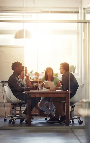 Working Thinking Brainstorming Office Team Boardroom Meeting Group Digital Marketing — Stockfoto