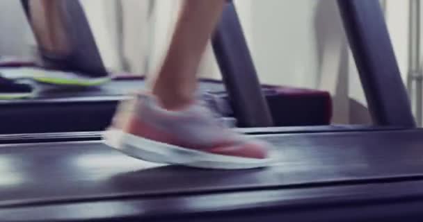 Active Athletic Closeup Trainers Workout Shoes Running Treadmill Sports Exercise — Vídeo de stock