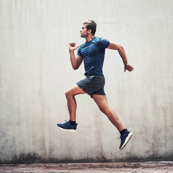 Skip Every Hurdle You Reach Your Goal Sporty Young Man — ストック写真