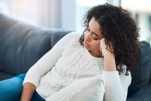 Need Some Company Young Woman Relaxing Home — Stock Fotó