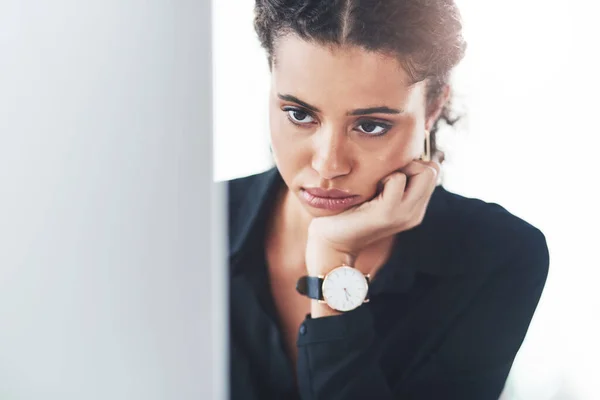 Her Productivity Has Been Killed Young Businesswoman Looking Bored While — ストック写真