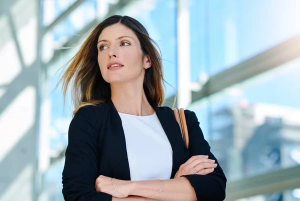 Ambition Driven Dont Look Back Attractive Young Businesswoman Looking Thoughtful — ストック写真