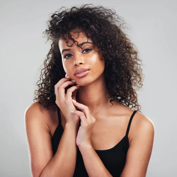 Brimming Confidence Self Worth Studio Shot Beautiful Young Woman Posing — Stockfoto