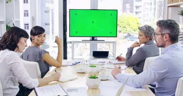 Green Screen Copyspace Chromakey Tracking Markers Screen Boardroom Meeting Fast — Vídeo de Stock